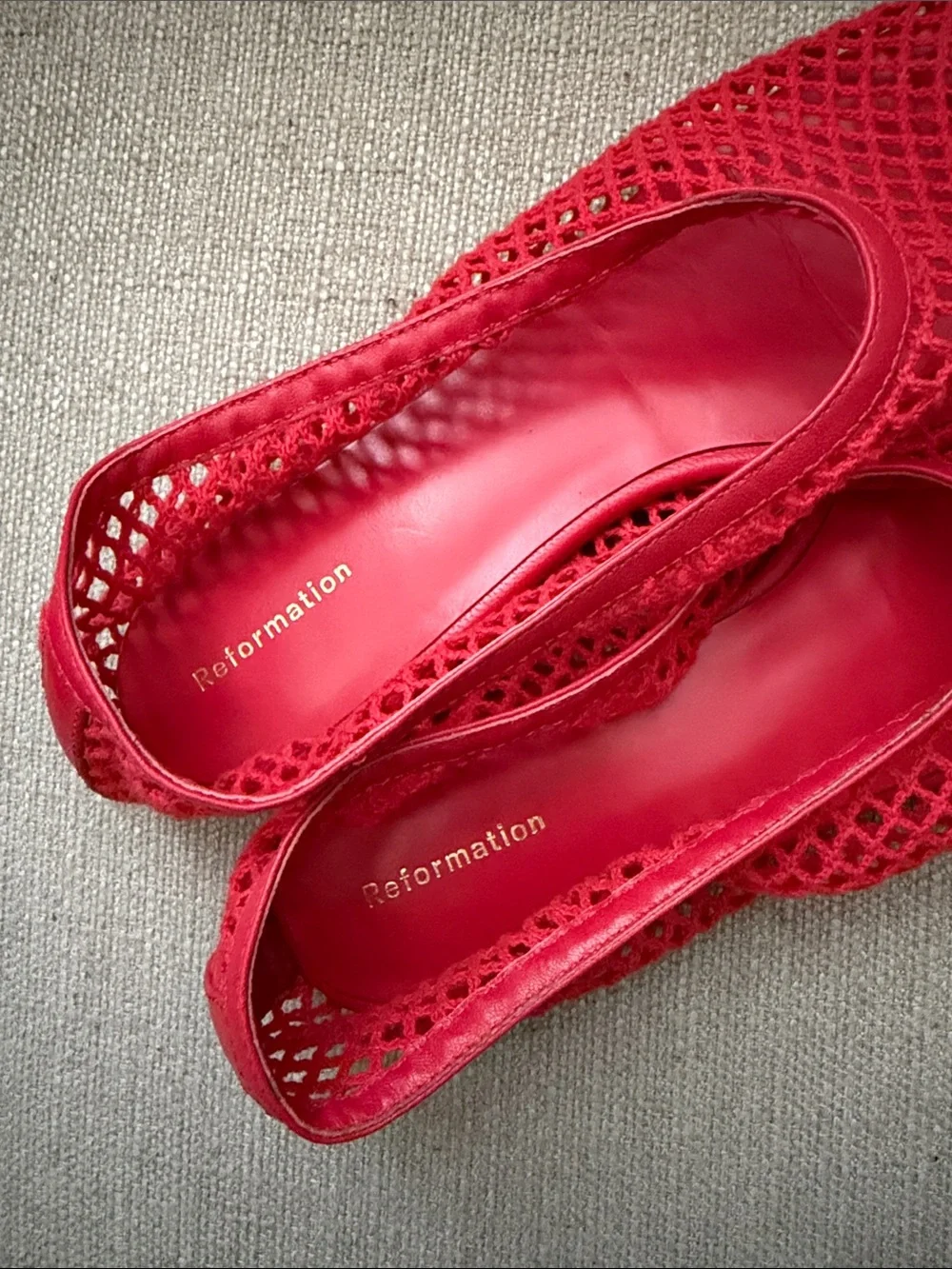 Reformation Britt Mesh Ballet Flat Red - Size 9